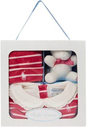 Polo Ralph Lauren Baby girl all-in-one with teddy & hat giftbox set