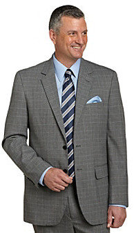 Traveler TechnologyTM Men's Big & Tall Grey Tattersall 2-Button Suit Jacket
