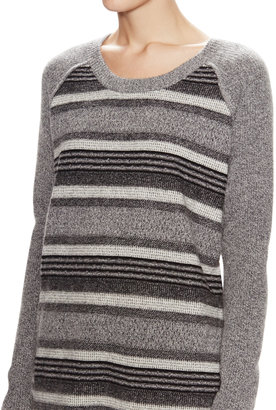 Qi Julia Cashmere Striped Stitch Sweater