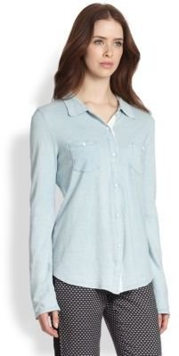 Splendid Button-Front Cotton Jersey Shirt