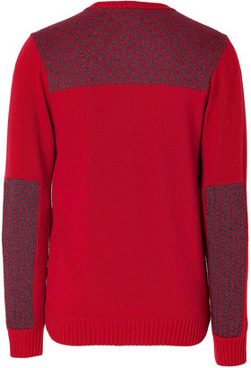 Paul Smith Mixed Knit Crewneck Pullover in Red