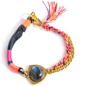 Lizzie Fortunato Taos labradorite leather and chain bracelet