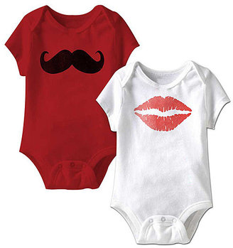 Red Mustache & White Lips Bodysuit Set - Infant