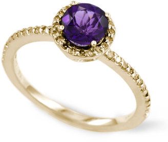 EFFY COLLECTION Amethyst & Diamond Ring in 14 Kt. Yellow Gold