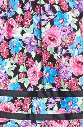 Lily White Ribbon Trim Floral Print Skirt (Juniors)