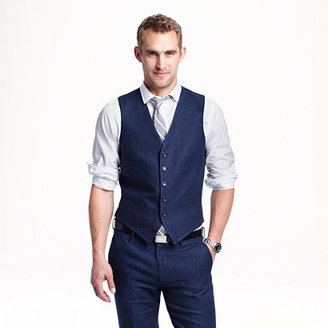 Ludlow suit vest in délavé Italian linen