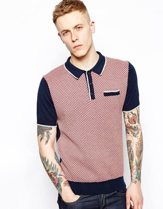Merc Knit Polo with Checkerboard Front