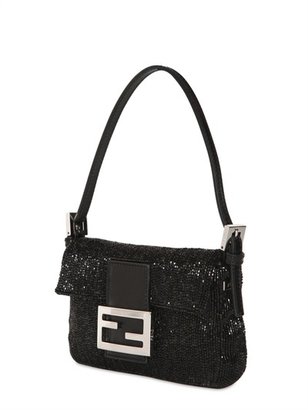 Fendi Swarovski And Leather Mini Baguette Bag