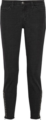 Current/Elliott The Zip Stiletto studded mid-rise skinny jeans
