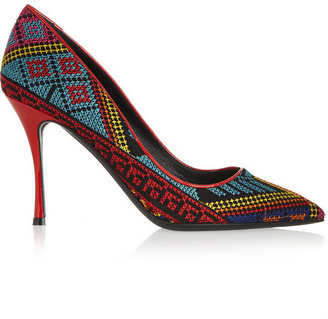 Nicholas Kirkwood Mexican embroidered patent-leather pumps