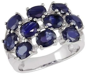 4 CT. T.W. Sapphire Clusters 4 Prong Ring in Sterling Silver