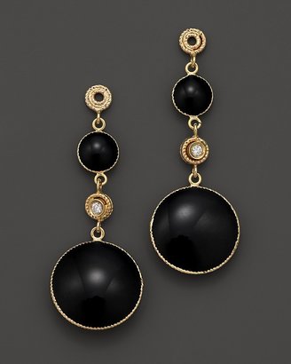 Roberto Coin 18K Yellow Gold Confetti 2-Drop Earrings with Diamonds and Black Enamel, .05 ct. t.w.