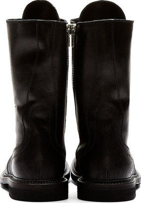 Rick Owens Black Leather Distressed Army Boots