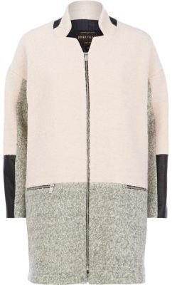 River Island Pink leather-look panel oversized coat