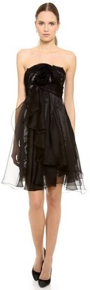 Marchesa Re-embroidered Lace Strapless Dress