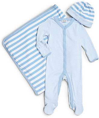 Splendid Infant's Three-Piece Striped Footie, Hat & Blanket Set
