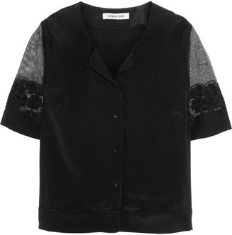 Elizabeth and James Ada embellished cotton-lace and washed-silk blouse