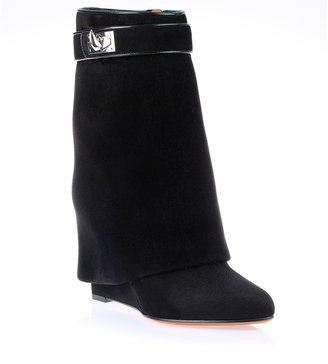 Givenchy Fold-over suede shark lock ankle boot