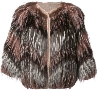 Yves Salomon knitted detail fur jacket