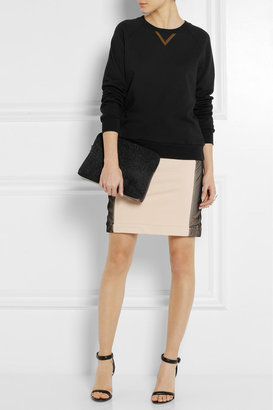 DKNY Mesh-paneled stretch-terry skirt