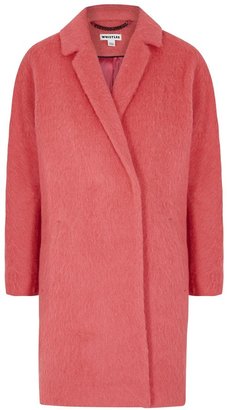 Whistles Ira hot pink wool blend coat