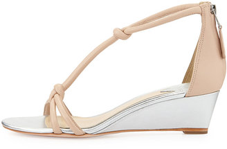 Brian Atwood B by Tonee Knotted Patent T-Strap Wedge Sandal, Light Pink