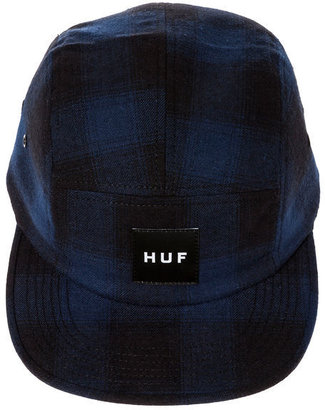 HUF The Shadow Plaid Camp Cap in Blue