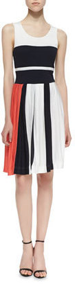 French Connection Mia Sleeveless Mixed Stripe Dress, Party Pink/Utility Blue/White