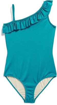 Milly Minis Asymmetrical Ruffle One-Piece Swimsuit (Big Girls)