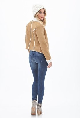 Forever 21 Contemporary Shawl Collar Faux Suede Jacket