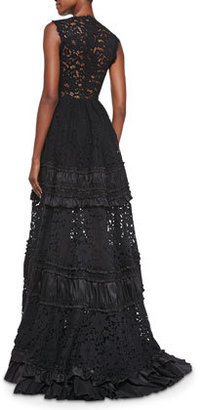 Alexis Gizele Tiered Ruffled Lace Gown