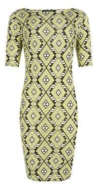 New Look Green and Black Aztec Print Bodycon Dress