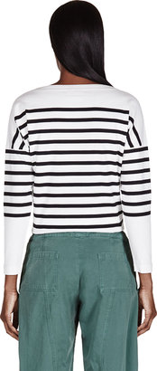 Band Of Outsiders White Striped Graphic Print T-Shirt