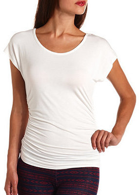 Charlotte Russe Ruched Strappy-Back Dolman Tee