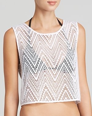 Milly Crochet Lace Cropped Shell Cover Up Top