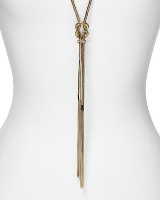 Aqua Knot Tassel Pendant Necklace, 28