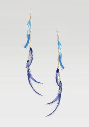 Bebe Bead & Feather Colorblock Duster Earring