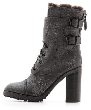 Tory Burch Broome Combat Boots with Shearling Lining