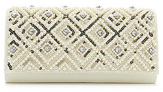 Kate Landry Pearl & Sequin Flap Clutch