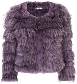 Alice + Olivia Fawn mauve cropped fur jacket