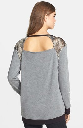 Jessica Simpson 'Amber' Back Cutout Contrast Shoulder Pullover