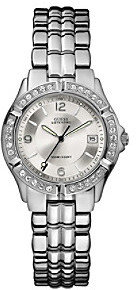 GUESS Silvertone Crystal Bezel Watch - Silvertone