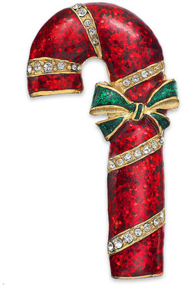Charter Club Gold-Tone Crystal Candy Cane Pin