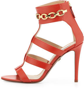Diane von Furstenberg Uma Chain-Link Sandal, Cayenne Red