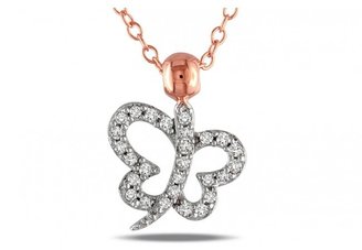 Ice 1/8 CT Diamond TW Pink Silver Necklace