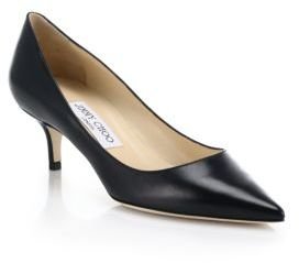 Jimmy Choo Low-Heeled Leather Point-Toe Pumps