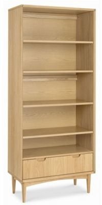 Debenhams American oak finished 'Saturn' wide bookcase with single drawer