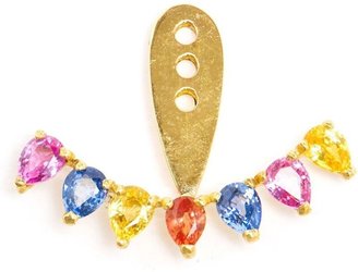 Yvonne Léon 18k Gold and Rainbow Sapphire Lobe Earring