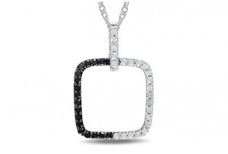 Ice 1/4 CT Black and White Diamond 14K White Gold and Black Rhodium Pendant Necklace