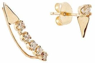 Loren Stewart Women's Mismatched White Diamond & Yellow Gold Earrings